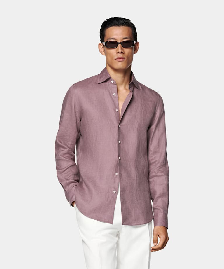 Pink Striped Poplin Tailored Fit Shirt