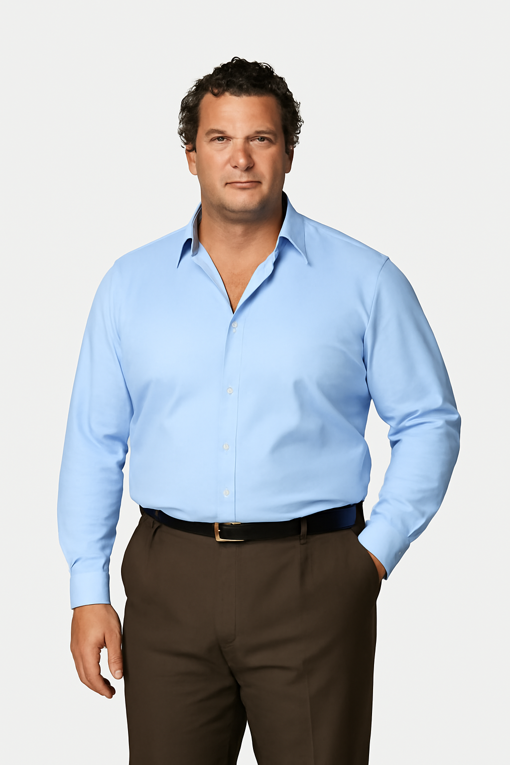 Blue Striped Poplin Tailored Fit Shirt