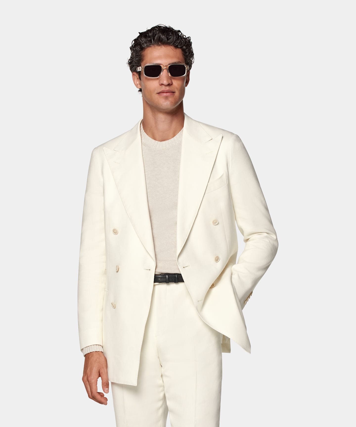 White Relaxed Fit Roma Suit