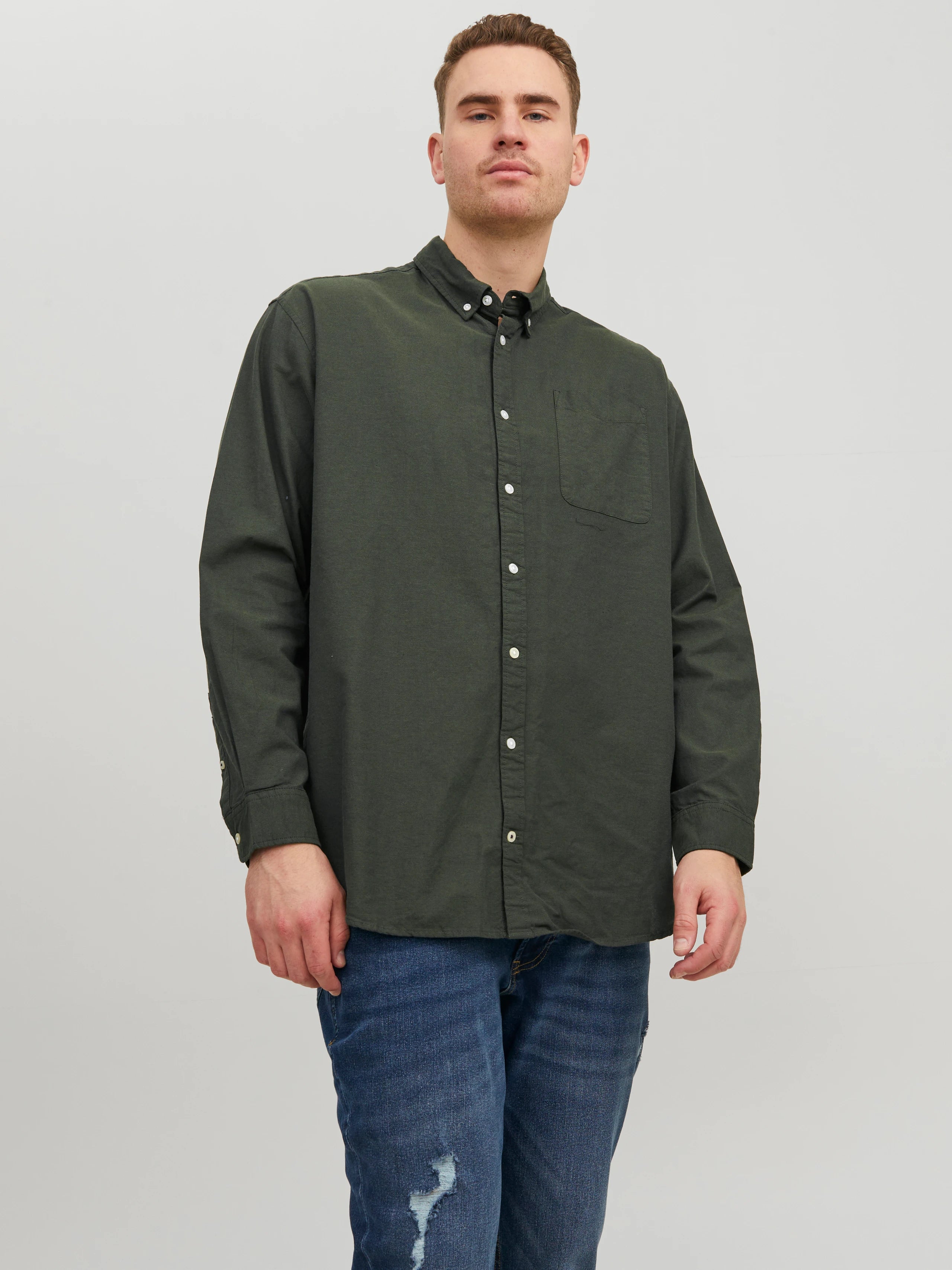 Plus Size Regular Fit Casual Shirt | Green